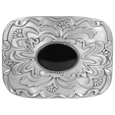 Black Stone with Western Scroll Rhinestone Belt Buckle